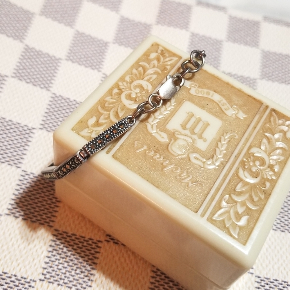Art Deco Marcasite Sterling Silver Bracelet - Picture 5 of 7